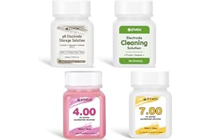 EZTOCH pH Buffer Calibration Solution 4,00 7,00, with pH KCL Electrode Storage Solution*1, pH Probe Cleaning Solution*1, Each 50ml (1.69fl oz) for Food&Water pH Meters, Testing Acidic pH Probes