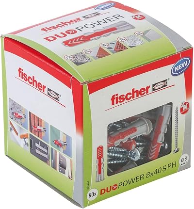 fischer DuoPower 8 x 40 S PH with PanHead Screw 50 plugs 50 screws
