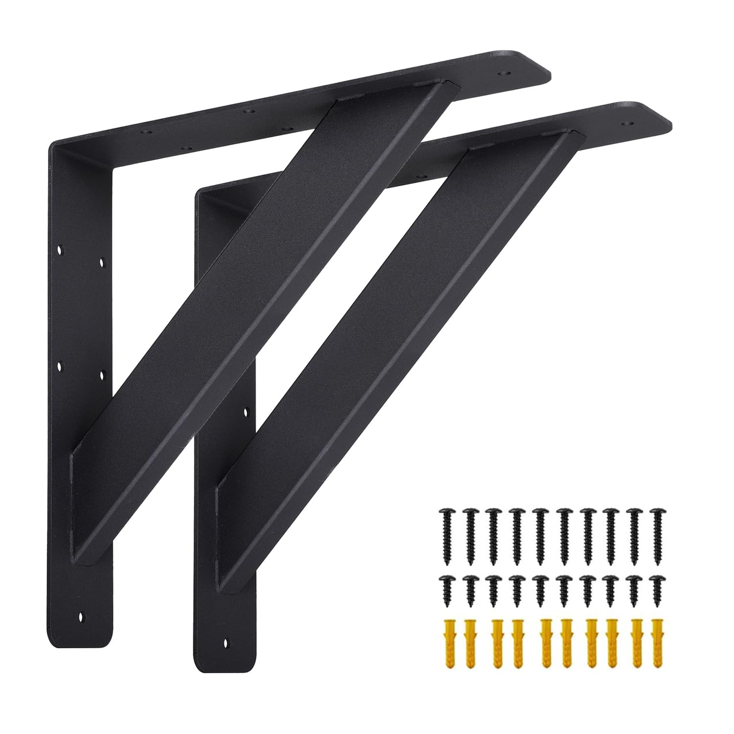 VANROUG 2Pcs Heavy Duty Shelf Brackets, 90 Degree Countertop Support Bracket, Metal Heavy Duty Console Wall Bracket, Shelf Bracket for Wall Mounting, 254 x 254 mm, Black