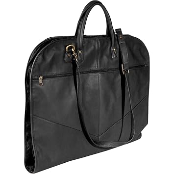 black leather garment bag