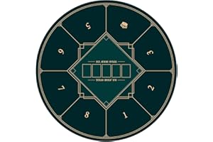 nuveti 24/31/47/55/63inch Round Poker Mat for Texas Holdem | Portable Poker Table Top with Art Deco Layout Print 6-8 Player Game Layout Mat to Play Cards, Poker Games, Blackjack, Casino