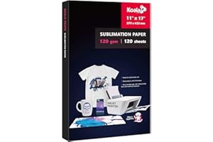 KOALA PAPER Koala Sublimation Paper 11x17 Inch 120gsm 120 Sheets, Apply for personalize Tumbler, Light Colored T-shirts and Other Sublimation Blanks, ONLY Compatible with Sublimation Ink