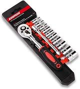 EGOFINE 12pcs 1/4 Inch Socket Set with 10 Cr-V Sockets 4-13mm & Ratchet view 1
