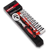 Egofine 12pcs 1/4 Inch Mini Ratchet Socket Wrench Set, Drive Socket Set with 10 Sockets (4-13mm) and 2 Way Quick Released Ratchet Handle and Extension Bar
