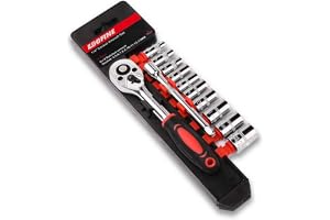 Egofine 12pcs 1/4 Inch Mini Ratchet Socket Wrench Set, Drive Socket Set with 10 Sockets (4-13mm) and 2 Way Quick Released Ratchet Handle and Extension Bar