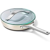 Caraway Nonstick Ceramic Mini Fry Pan With Glass Lid (1.05 qt, 8") - Non Toxic, PTFE & PFOA Free - Oven Safe & Compatible with All Stovetops (Gas, Electric & Induction) - Cream