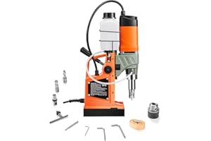 Uargd Magnetic Drill with 1450W Motor, 1.6 in Drilling Capacity, 2810 lbf Portable Electric Drill Press, Includes 2 Core Bits