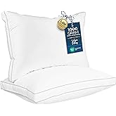 Utopia Bedding Bed Pillows for Sleeping Queen Size (White), Set of 2, Soft & Fluffy Pillow with Down Alternative Filling, Cooling, Hotel Quality, Gusseted Pillow for Back, Stomach or Side Sleepers