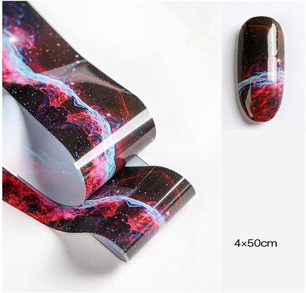 1roll 50cm Laser Star Sky Universe Galaxy Marble Series Nail Foil Sky Dream Catcher Transfer Sticker Nail Art (9)