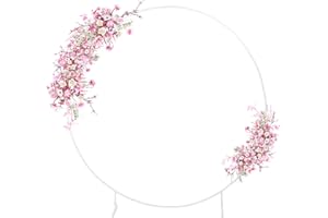 HEOMU Round Backdrop Stand, 7.2FT Wedding Arch for Ceremony, Metal Circle Balloon Arch Frame, Circle Arch for Birthday Party Bridal Shower Graduation Decoration, White