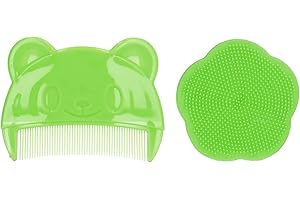 Brush and Comb, Baby Bath Silicone Brush, Soft Sensory Scrubber Baby Hair Comb with Soft Silicone Bristles Helps Gently Massa