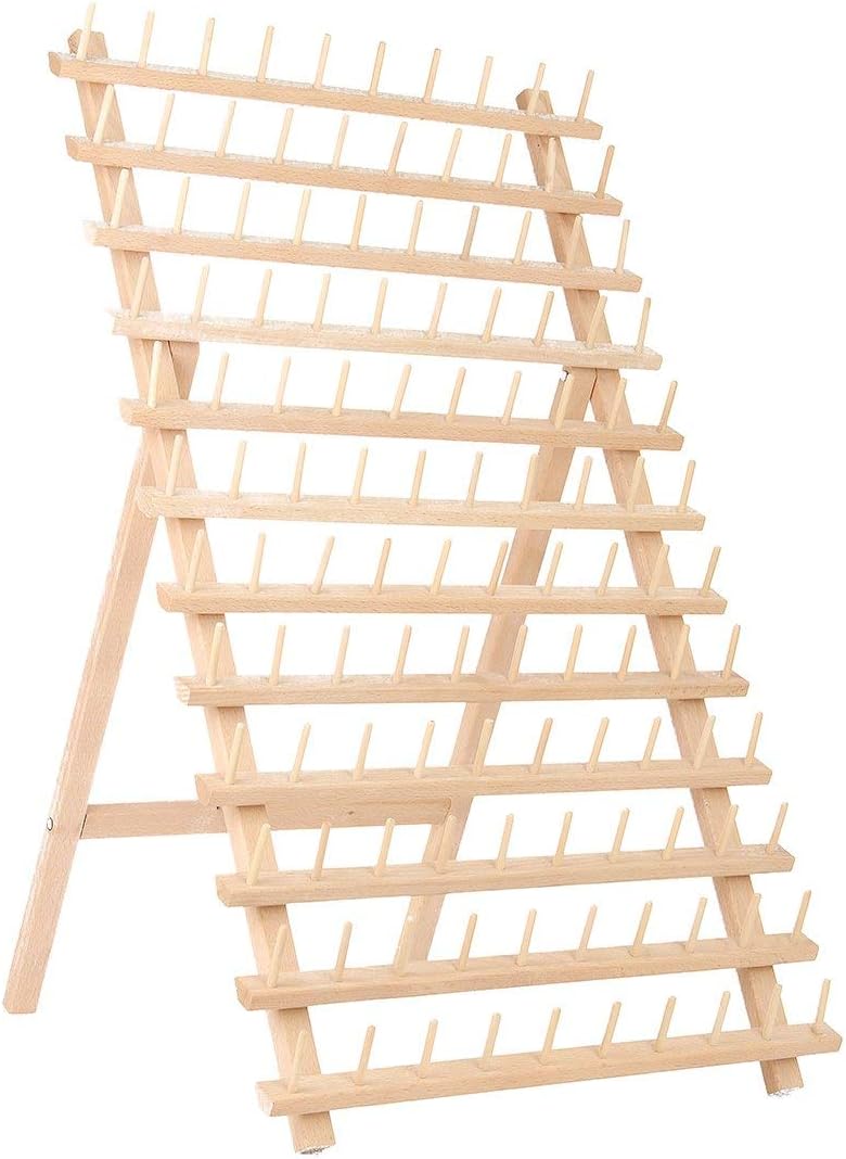 Embroidery Thread Rack SAFETYON 120 Spool Wooden Bobbin Thread Rack Organizer for Sewing Quilting Embroidery Craft