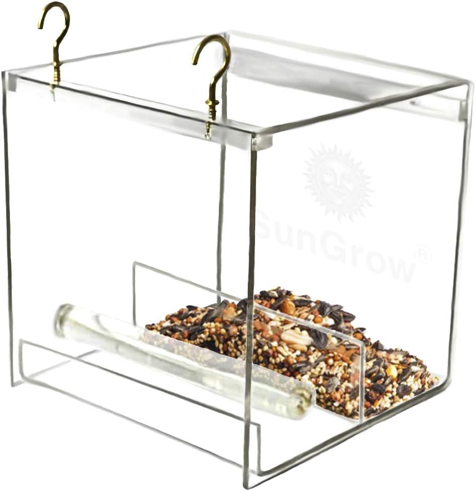 Acrylic Glass Bird Feeder Set SpillProof Crystal Clear Easy to