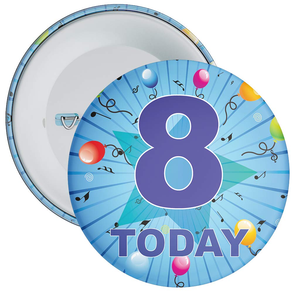 Blue 8th Birthday Badge in a choice of sizes (75mm)