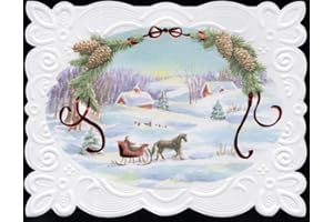 POSTER FOUNDRY Set of 3 - Christmas Holiday Sleigh Ride Snow Portfolio Boxed Note Cards by Carol Wilson. 10 embossed 4x5 Die-Cut Notecards and Matching Envelopes in Decorative Gift Box with Magnetic Flap. NCPX2603