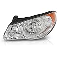 CNNELL Headlight Compatible with Hyundai Elantra 2007 2008 2009 2010 Left Driver Side Clear Lens Chrome Housing Amber Reflector