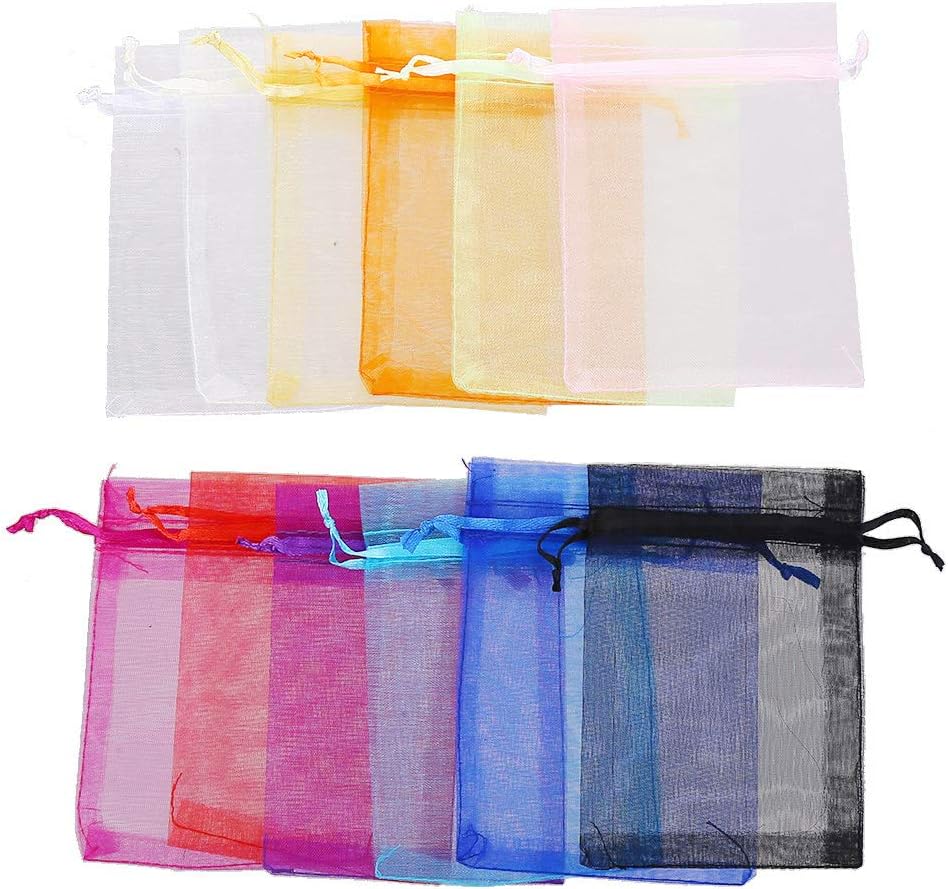 FINGOOO 60 pieces 9 by 12cm Organza Gift Bag Wedding Party Favor Bags Jewelry Drawstring Pouches Party Supplies - Image 3