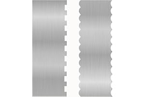 2 Pcs Stainless Steel Cake Scraper, Double Sided Patterned Edge Stripe Edge, Icing Smoother Baking Tools for Cake Decorating,