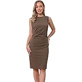 Allegra K Elegant Work Dress for Women's Sleeveless Crew Neck Office Bodycon Formal Sheath Dress