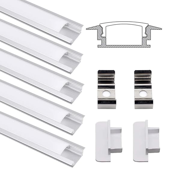 Jirvyuk LED Aluminium Profil Aluminium Extrusion Milchig Deckel Endkappen Metall Befestigungs Clips ((Silber)-U01)