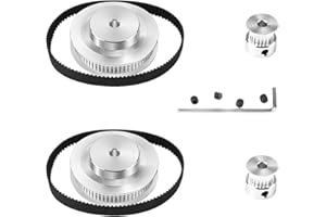 Imdinnogo BCZAMD 2Kit GT2 Synchronous Pulley Wheel 20&60 Tooth Sprocket 8mm Bore Aluminum Mechanical Timing Pulleys Belt, Closed Timing Belt Length 7.87in Width 6mm for 3D Printer Accessor (60T-8mm-6)