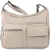 SILVERFEVER Medium Leather Handbag | Ladies Shoulder Bag | Organizer w Built in Wallet