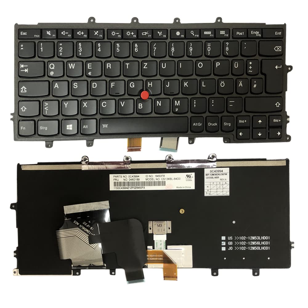 Gintai German Keyboard QWERTZ Backlit for Lenovo ThinkPad X230S, X240, X240S, X250, X260, X270, A275 04X0189 04X0227 0C43994 0C44032 CS13XBL-84D0 Keyboard Backlit Laptop
