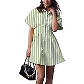 Shy Velvet Women’s Mini Shirt Dress Casual Button Down Short Sleeve Collared Summer Dresses