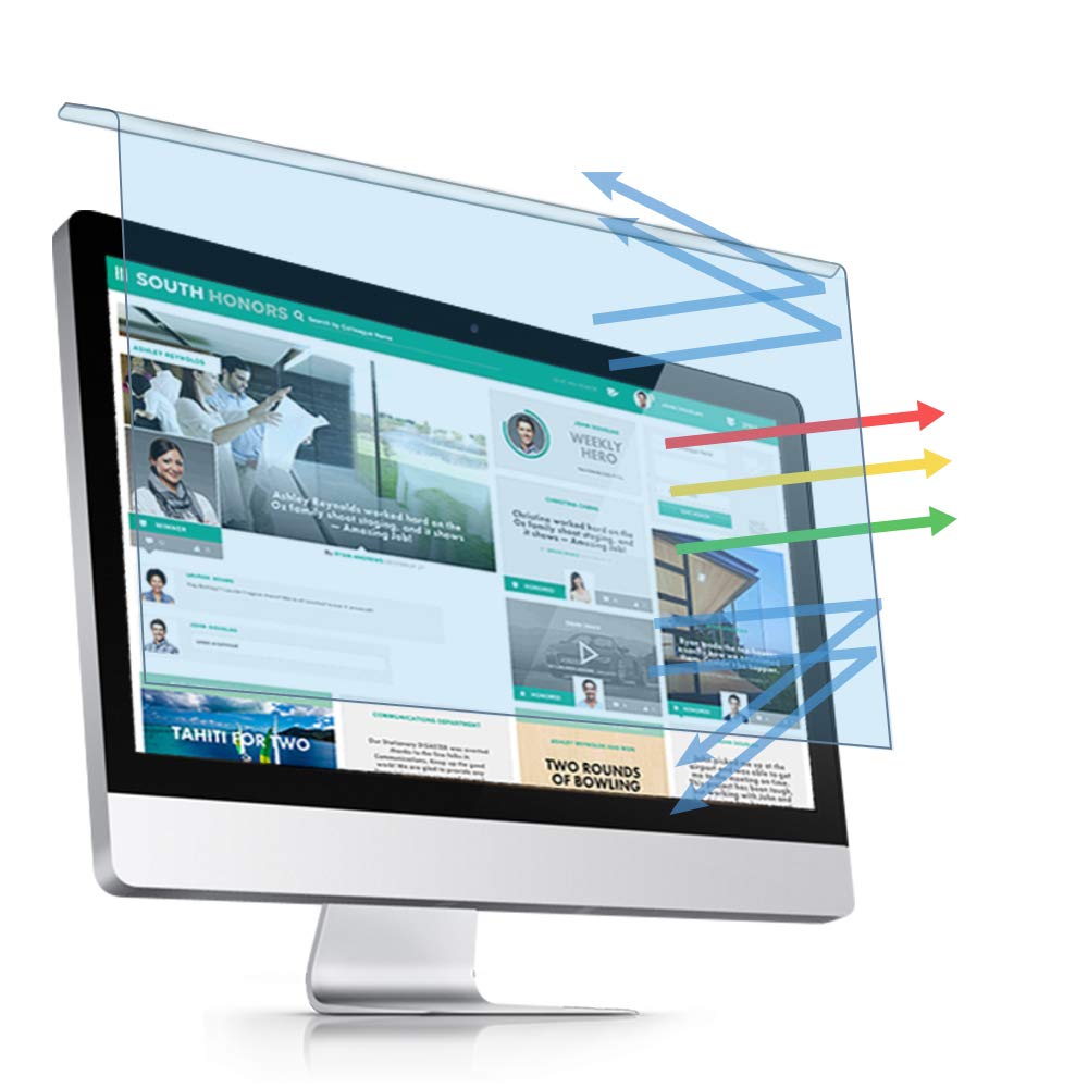 PaceBid 20-22 Inch Hanging Computer Blue Light Blocking Screen Protector, Anti-UV Eye Protection Filter Film for Diagonal 20，21.5, 22 Inch Monitor, Easy On/Off Removable Filter