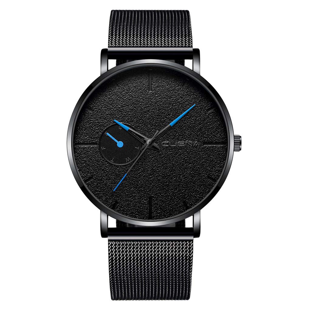Pandaie Watch Promotion! Luxury Fashion Faux Leather Mens Quartz Analog Watch Watches Black