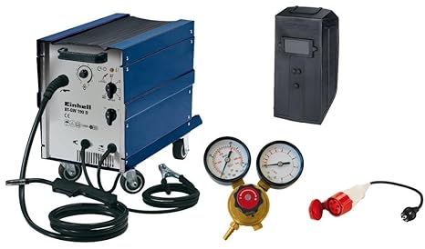 Einhell Schutzgas Schweißgerät BT-GW 190 D (41 V, inkl. Masseklemme, Brenner, Ventilatorkühlung, fahrbar, Schweiß?schirm, Dru