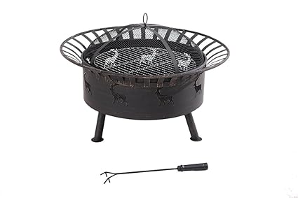 Sunjoy S Ft038pst 5 E 32 Diameter Round Steel Firepit Elk Black