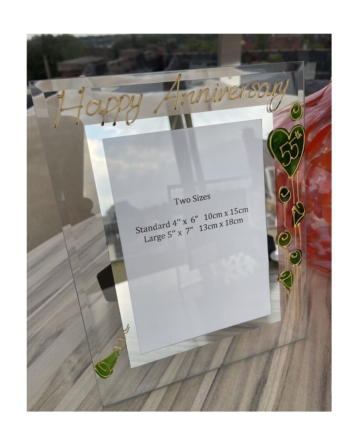 55th Wedding (Emerald) Anniversary Photo Frame (P) (4x6) Flower — image 1