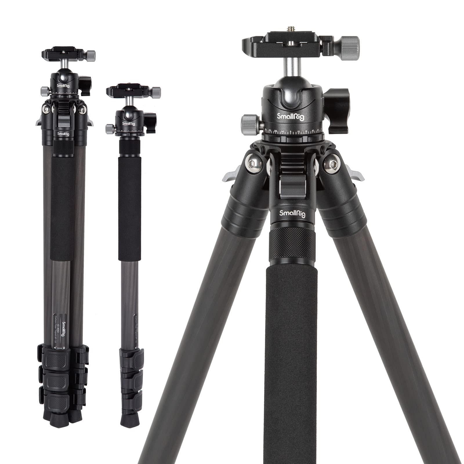 SMALLRIG 52" Carbon Fiber Camera Tripod, Lightweight Travel Tripod Monopod with 360° Ball Head and Quick Release Plate for DSLR, Load up to 26.5 lbs/12 kg, AP-10-4060