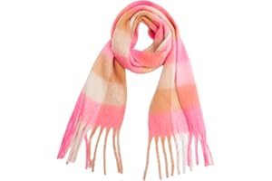 Yatemiole Women's Cashmere Big Coloured Checked Scarf Winter Warm Wrap Scarf