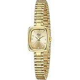 FORSINING Square Small Gold Watches for Women Ladies Quartz Wrist Watches with Gold Stainless Steel Band