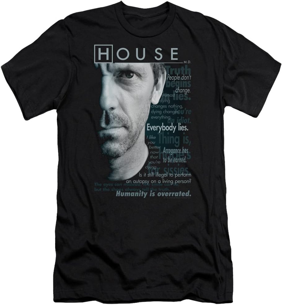 House MD Medical Drama TV Series Fox Hugh Laurie Houseisms Adult Slim T-Shirt
