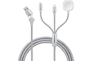 ELUTENG 3 in 2 USB C Cable Compatible for Apple Watch Charger 6ft iPhone Charger Type C Multi Fast Charging Cable for iWatch 