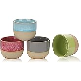 VanEnjoy Espresso Cups Set of 4 Stackable Coffee Mugs Colorful Unique Ceramic Glazed Demitasse Espresso Cups 4 Colors Ceramic Espresso Mugs 5oz Espresso Cups for Tea Coffee