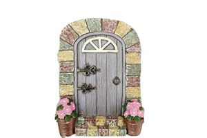 JIUMO Fairy Doors Outdoor Miniature Fairy Garden Doors for Trees Fairies Door Wall Hanging Garden Ornaments Decor Gifts Tree Decor Ornaments Fairy Gnome Home
