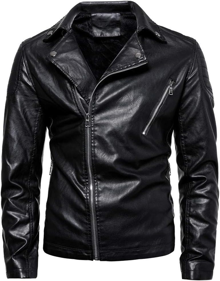 VEZAD Store Men fold Leather Autumn&Winter Jacket Biker Motorcycle Zipper Outwear Warm Coat