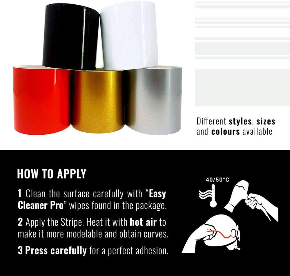 4R Quattroerre.it 10540 Trim Stripes Adhesive Strips for Cars White, 100 mm x 10 mt - Image 3