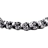 Birch & Bliss Blackstatic Collection - Skull Link Necklace In Metal Gift Box – Solid 316L Marine Grade Stainless Steel 26" for Men and Women.