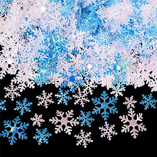 1600 Piece Christmas Snowflake Confetti White Blue Sequin Snowflake Confetti for Birthday Party Wedding Christmas Party Decoration - Thumbnail 7