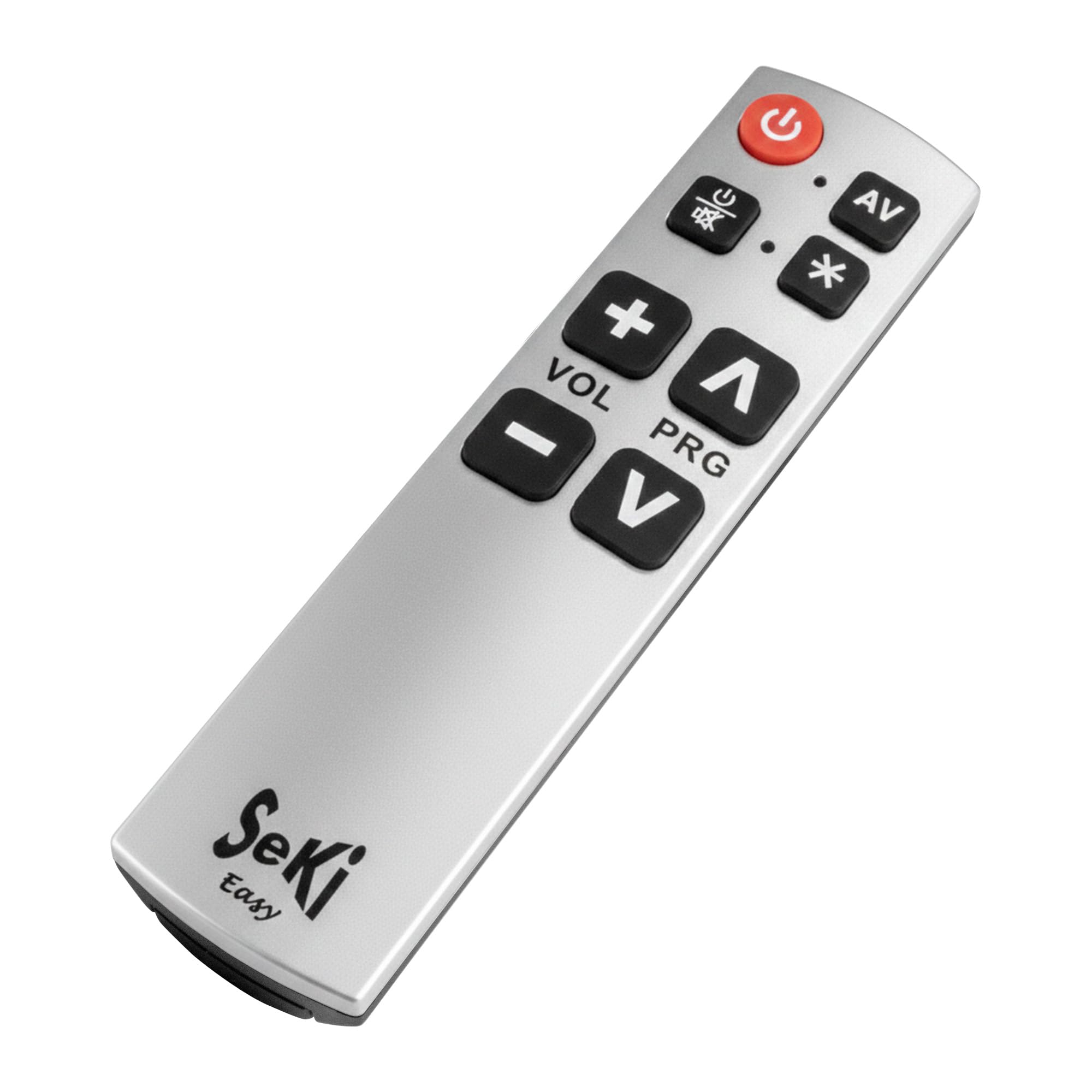 SeKi Easy Silver/Black Universal Remote Control with Large Buttons for Seniors and Children