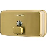 VANNSOO Wall Mounted Hand Soap Dispenser Bathroom, 1200ml 40oz Commercial Stainless Steel Liquid Soap Dispenser Wall Mount (Horizontal Gold)