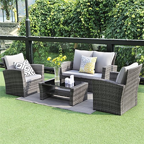 Wisteria Lane 5 Piece Outdoor Patio Furniture Sets Wicker Ratten