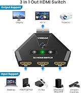 VWRHar 4K HDMI Switch 3-Port Splitter with 50cm Cable 18Gbps HDR 3D view 2