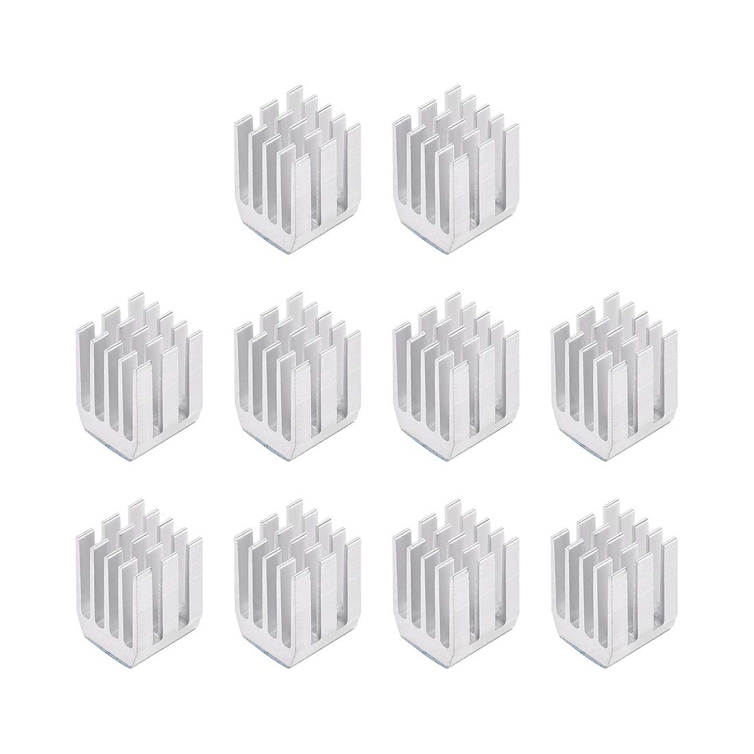 sourcing map Heatsink with Thermal Conductive Adhesive Tape 9 x 9 x 12mm Silver 10pcs