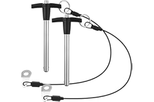 VXCICC 2 Pack T Handle Quick Release Pin 5/16 Inch Diameter,304 Stainless Steel Ball Locking Pin with Push Button Lanyard Usable Length 2.76"(8mm x 70mm)